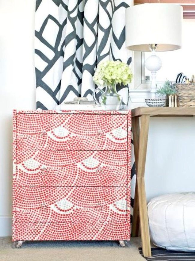 Red Patterned Dresser, Fresh Green Statement