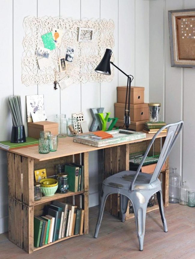 Wooden Crate Workspace Storage