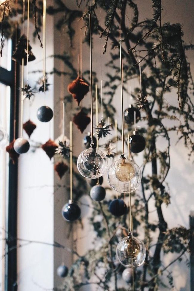 Green Branches With Hanging Baubles