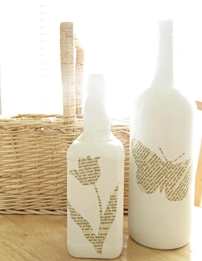 Painted Bottles With Literary Pages