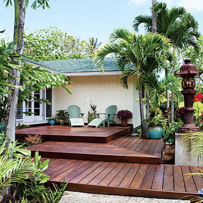Tropical Palms, Red Lantern Accent