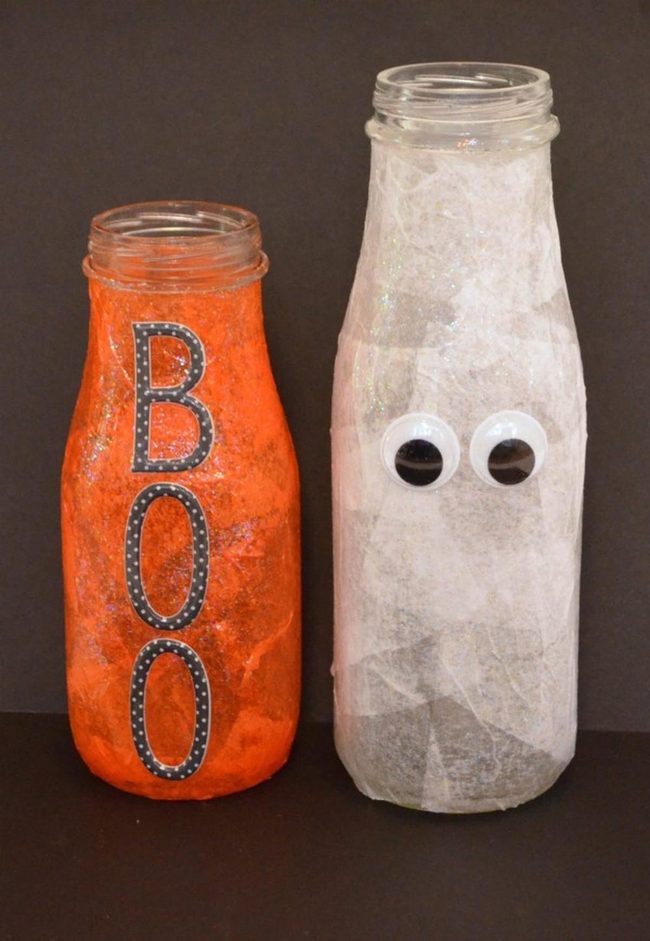 Orange Polka Dot Halloween Bottles