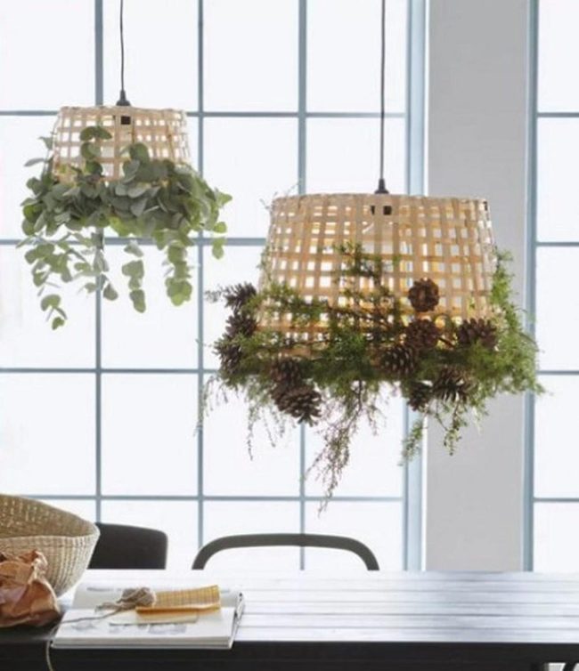 Woven Pendant Lamps With Natural Accents