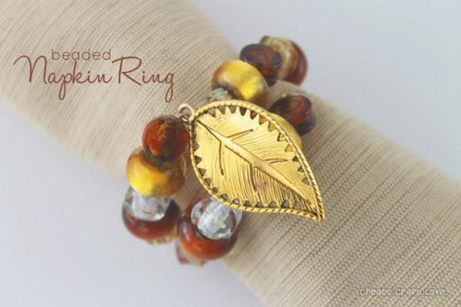 Golden Leaf Beaded Rings