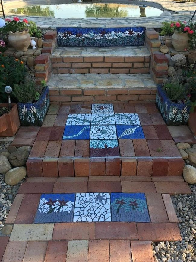 Blue Mosaic Garden Path