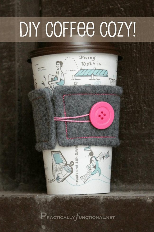 Pink Stitched Gray Felt Cozy