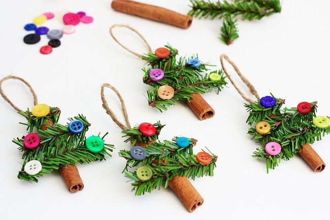 Colorful Buttons On Pine Branches