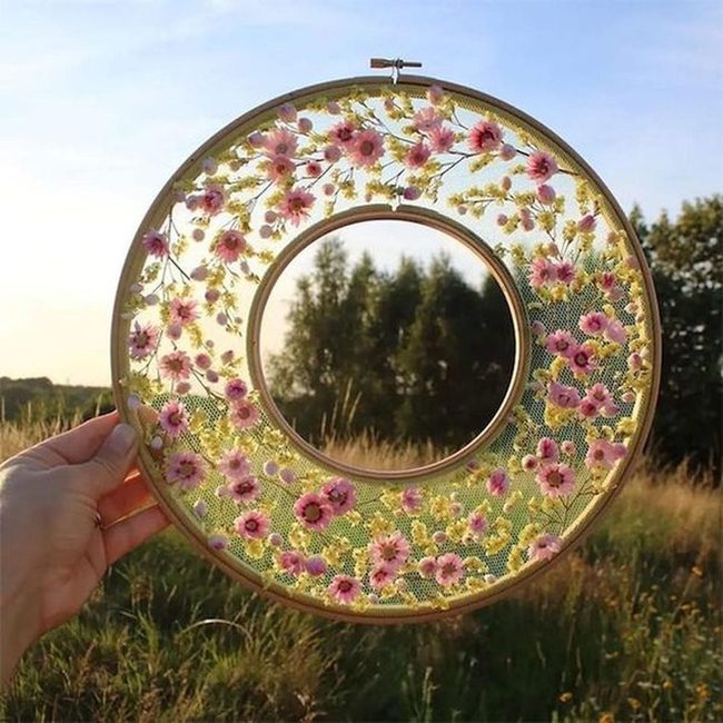 Pink Blossoms On Wooden Frames