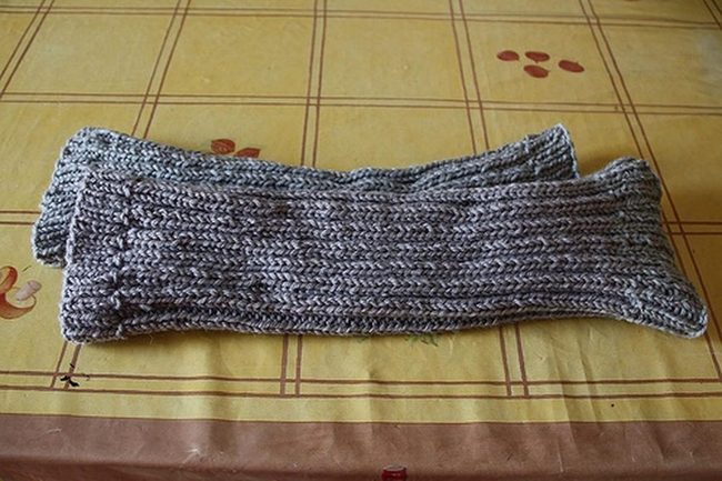 Gray Wool Knit With Floral Accents