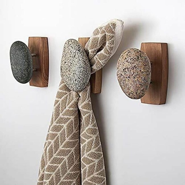 Stone And Wood Wall Hooks