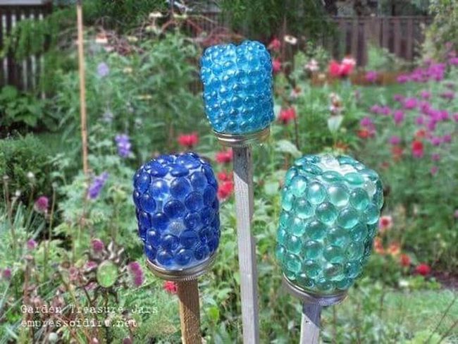 Blue Glass Garden Markers