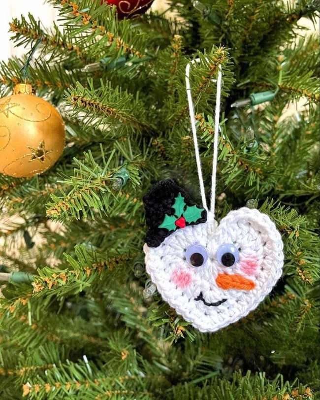 Handmade Crochet Snowman Ornaments