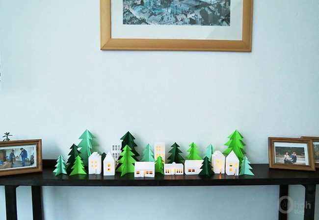 Paper Village On Black Shelves