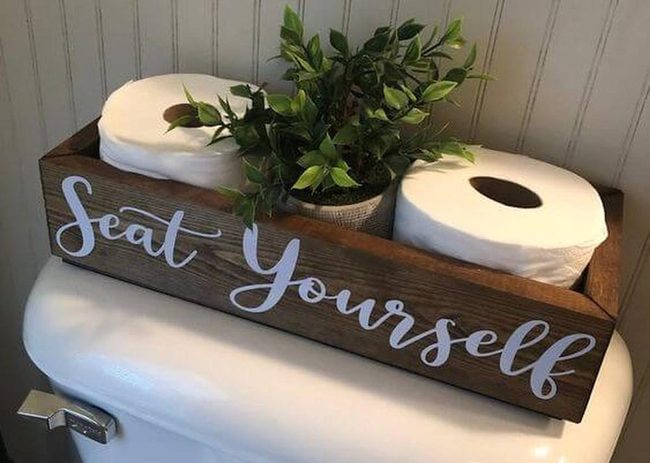 Wooden Box Bathroom Storage Humor