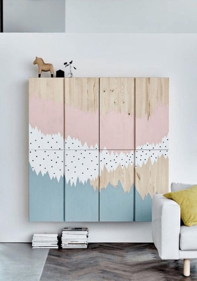 Geometric Cabinet With Chevron Floors