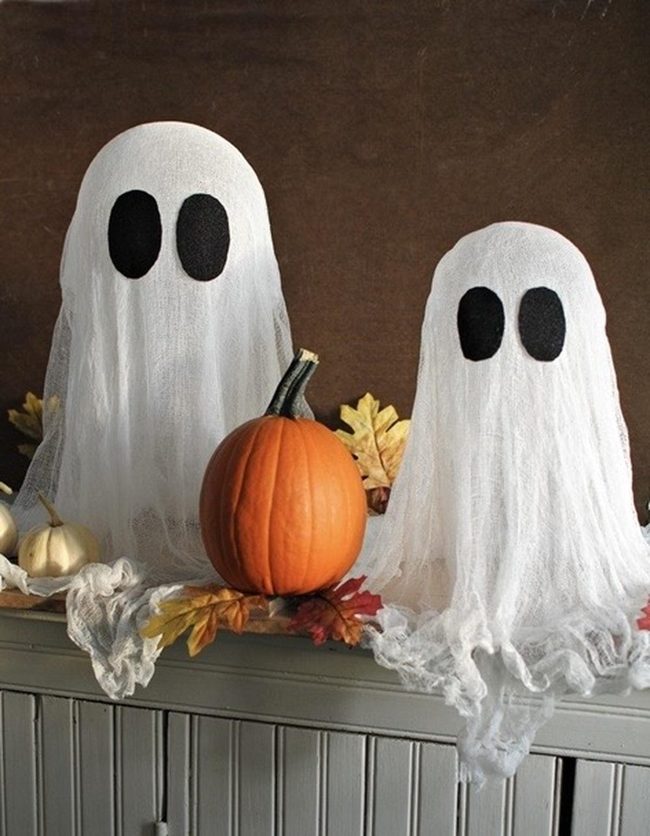 Floating White Ghosts Orange Glow