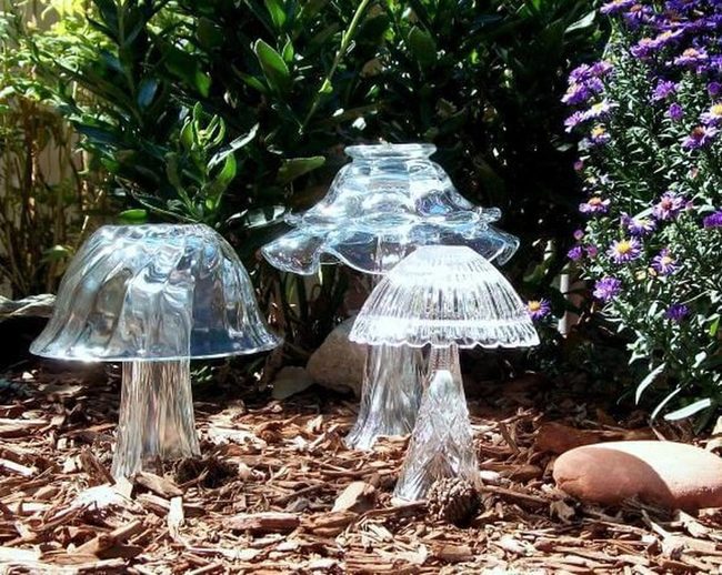 Glass Mushroom Garden Sculptures