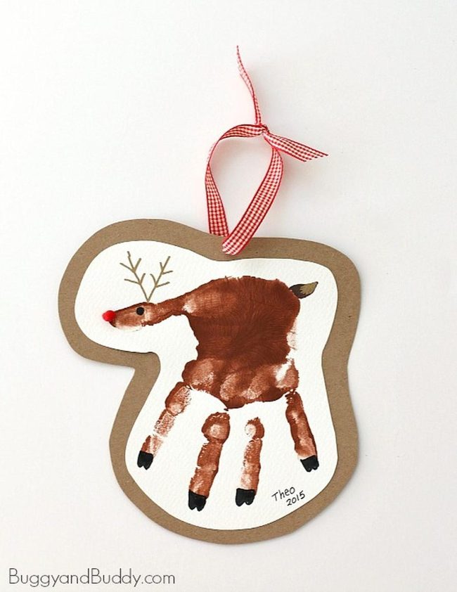 Brown Handprint Reindeer Red Noses