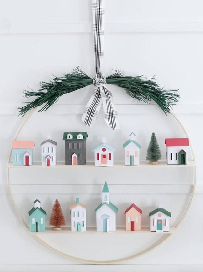 Aqua Embroidery Hoop Village