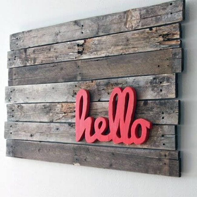 Red Lettering Weathered Wood