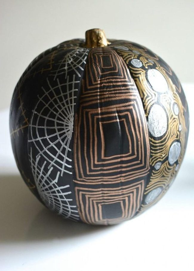 Black Pumpkin, Gold Geometric Patterns