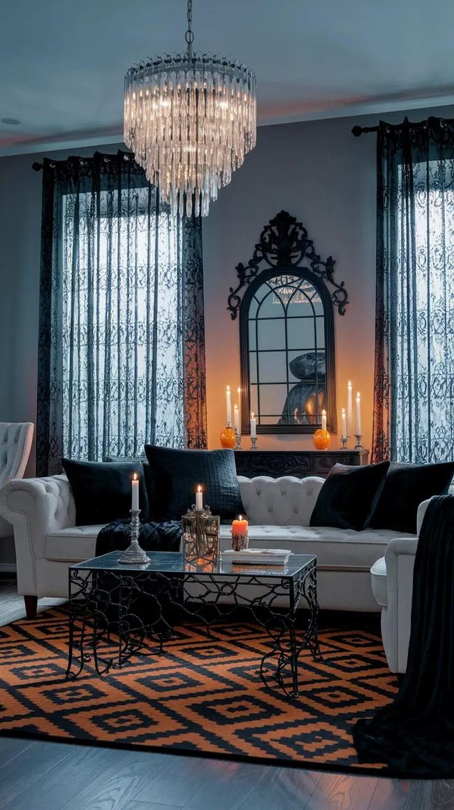 Orange And Black Velvet Elegance