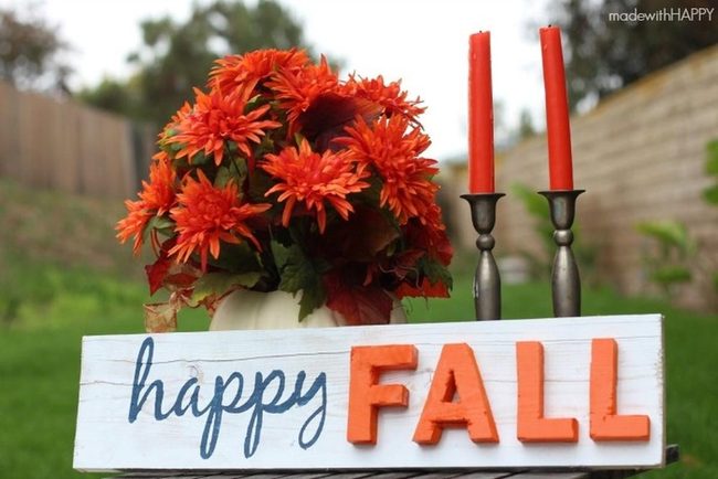 Orange Candles Fall Pumpkin Display