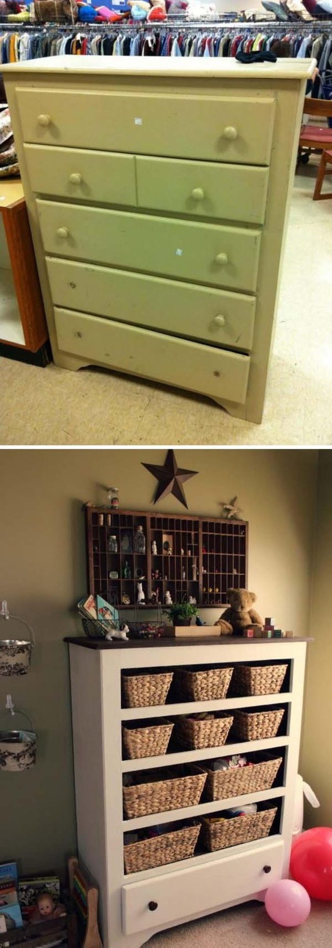 Upcycled Dresser Storage Baskets