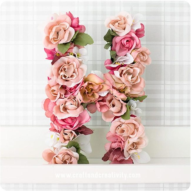 Peach Floral Letter H