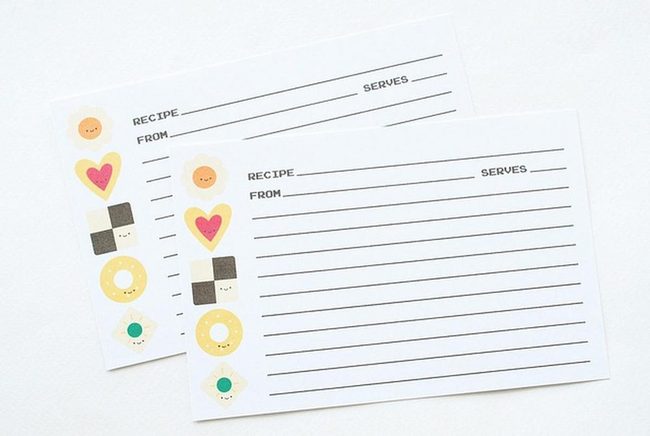 Cheerful Sticker Recipe Cards