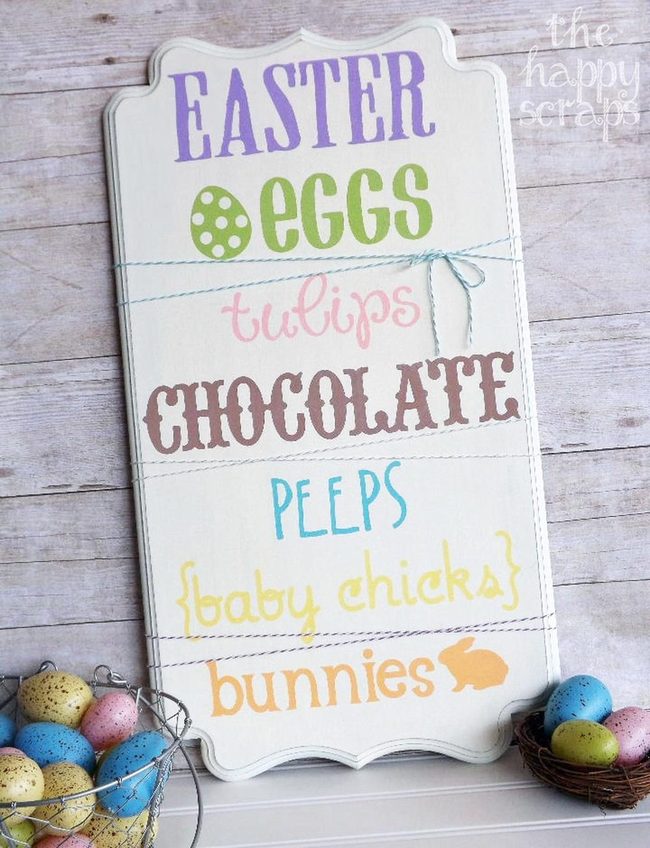 Pastel Eggs White Wood Sign
