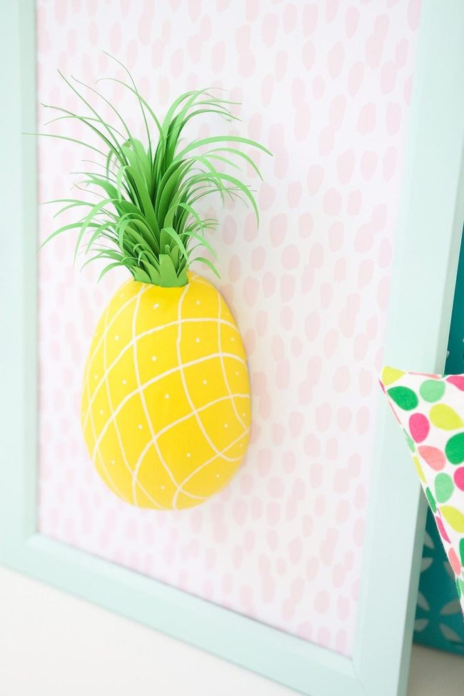 Yellow Pineapples Pink Sky Blue Frames