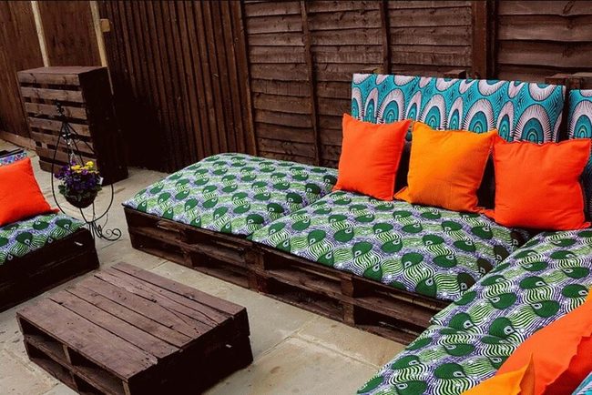 Colorful Cushions On Pallet Furniture