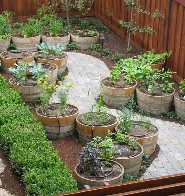 Weathered Wood Barrel Planters