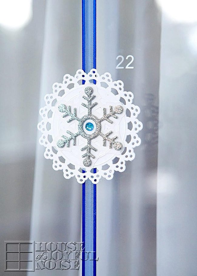 Silver Snowflakes, Blue Gemstone Centers
