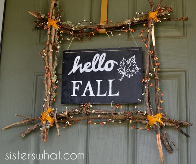 Twig Wreath With Autumn Orange
