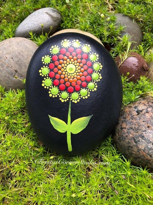 Red And Yellow Painted Stone