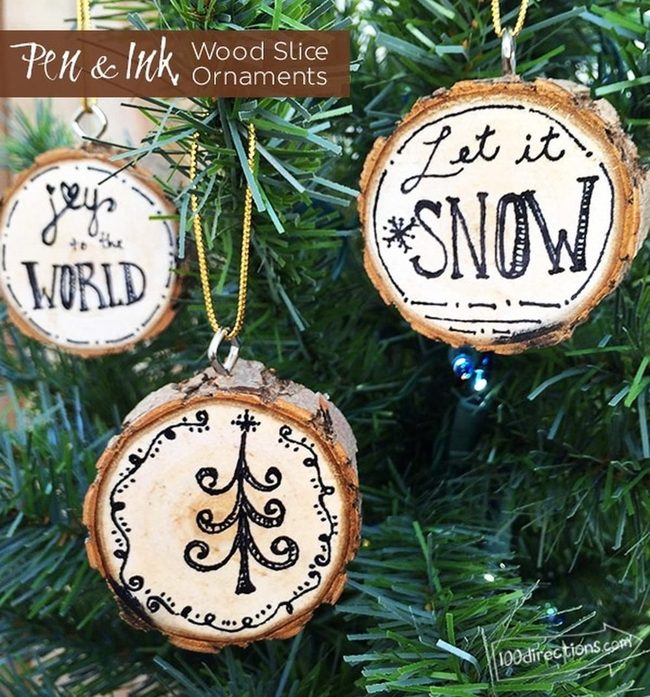 Black Ink Wood Slices With Gold