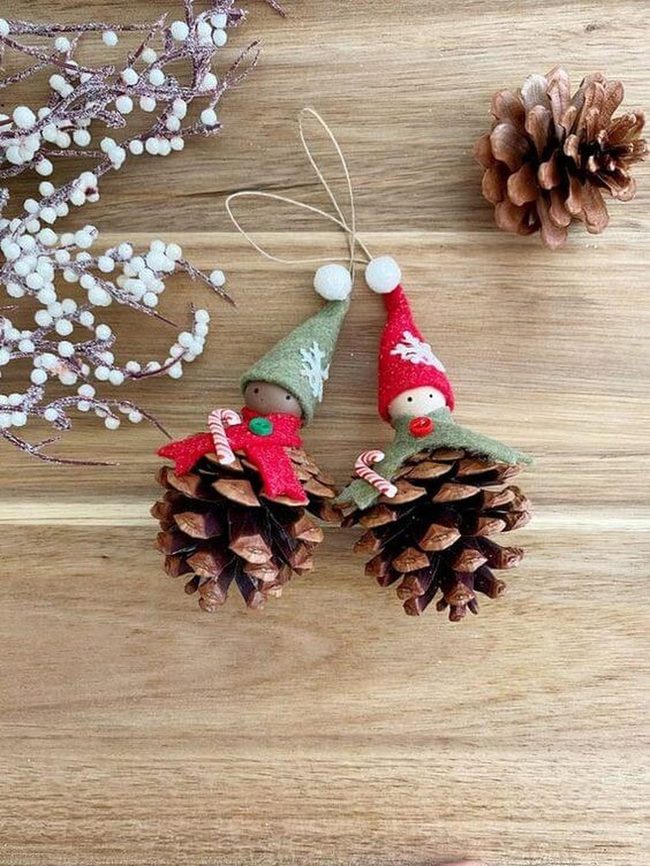 Red And Green Pine Cone Gnomes