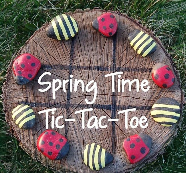 Painted Stone Tic-Tac-Toe Board