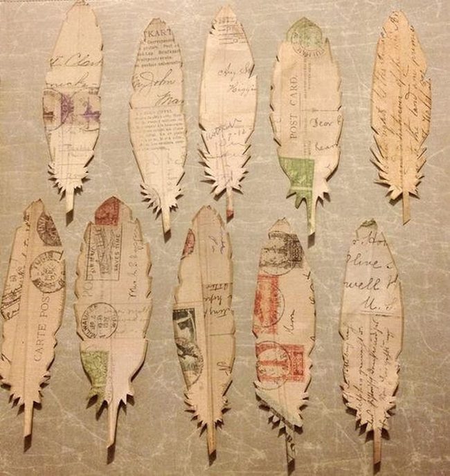 Vintage Paper Feather Bookmarks