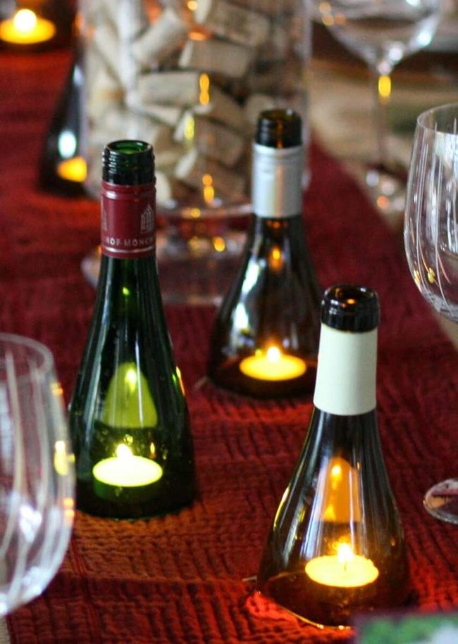 Halved Wine Glass Candleholders