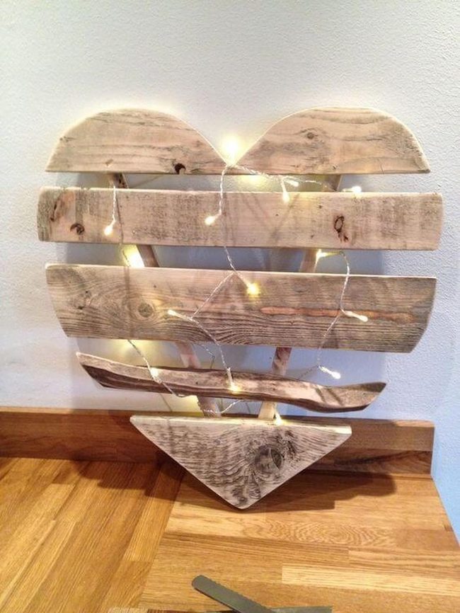 Wooden Heart With Fairy Lights