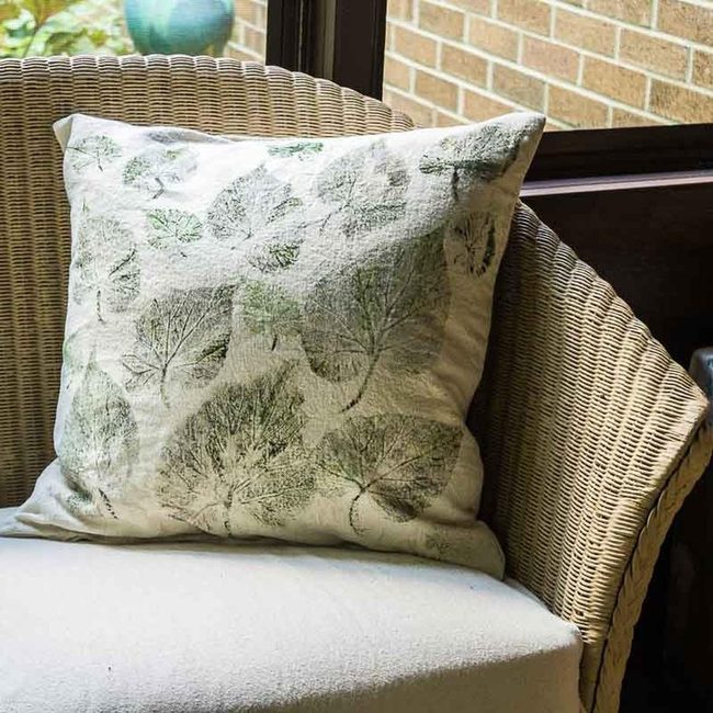 Leaf Print Linen Pillows