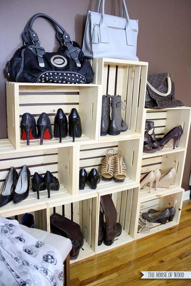 Wooden Crate Shoe Display