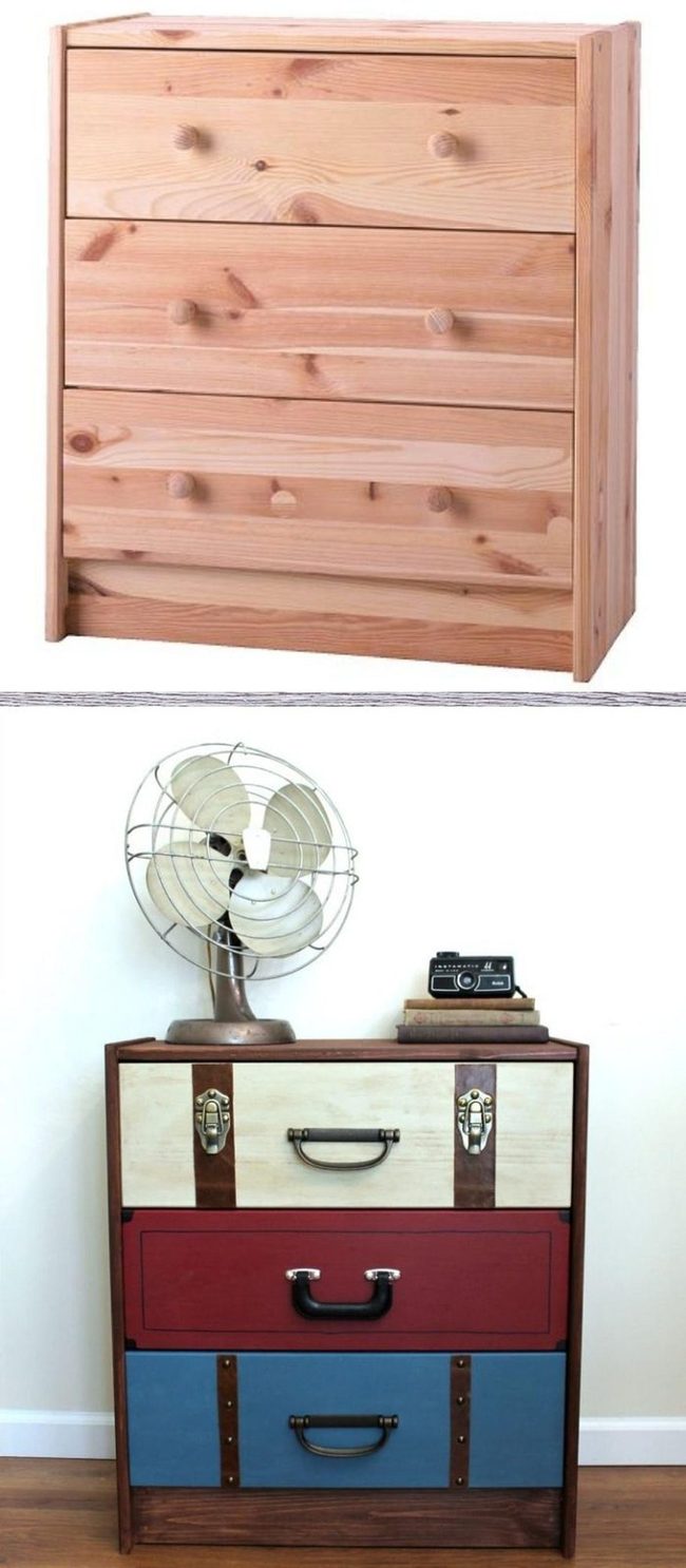 Stacked Suitcase Dresser Storage