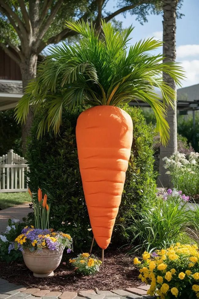 Orange Fabric Carrot Patio Stakes