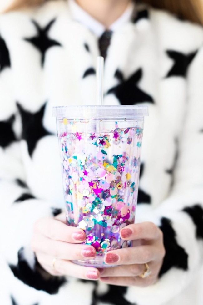 Glitter Stars Transparent Cups