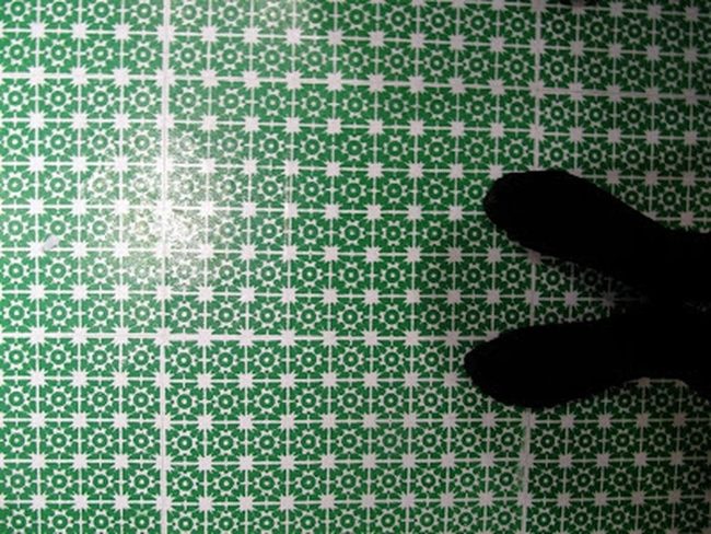 Green Ceramic Floor With White Stars