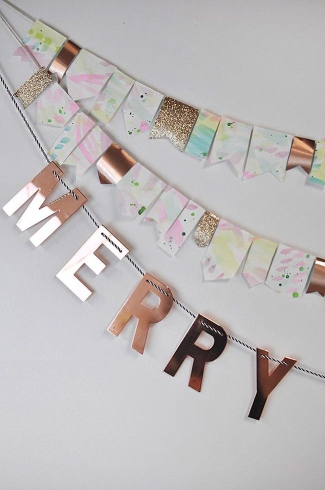 Pastel Paper Flags Gold Shimmer